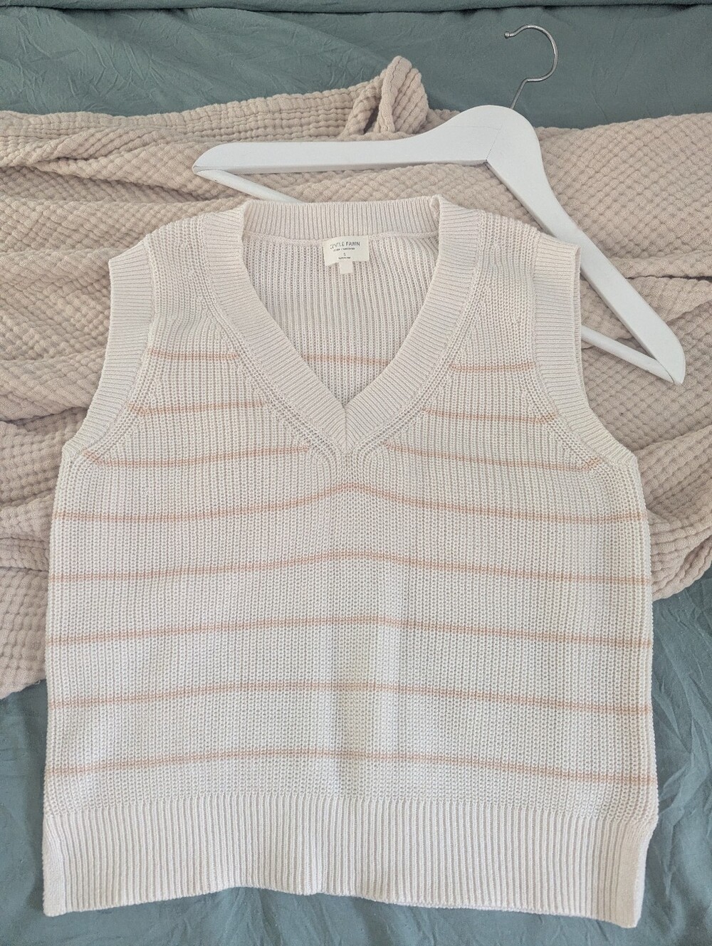 Gentle Fawn Cream And Peach Striped Sweater Vest S